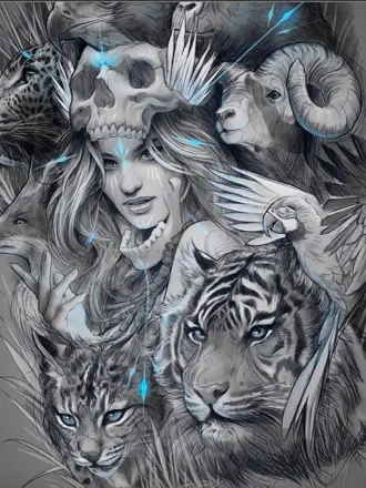 Алмазная мозаика девушка с тигром