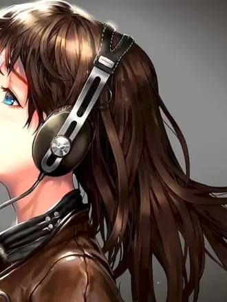 Аниме девушка в наушниках