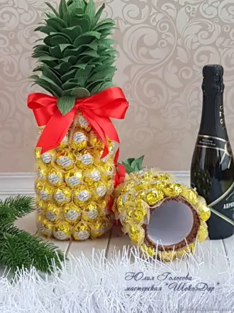 Декор шампанского конфетами