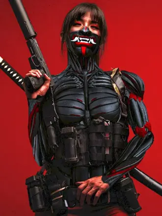 Oni Samurai Cyberpunk