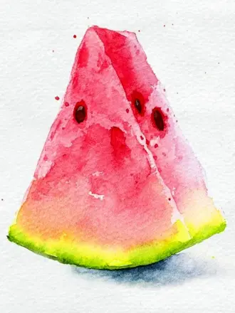 Арбуз акварелью