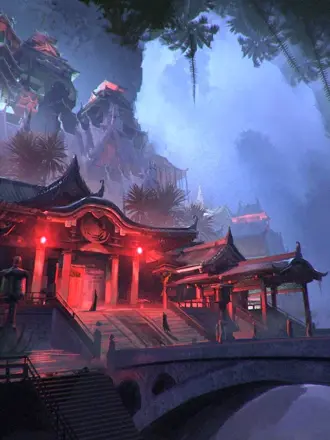 Concept Art environment храм Япония