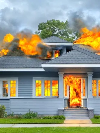 Дом горит