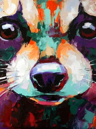 Енот мастихином картины