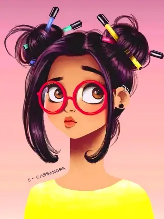 Мультяшные девочки в очках