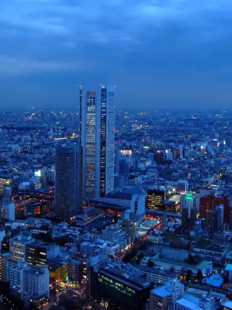 Ночной Токио небоскребы