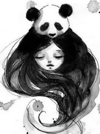 Панда карандашом