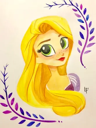 Принцесса Рапунцель для срисовки